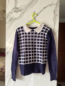 Checkered Collar Sweater