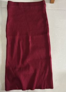 Ribbed Knit Midi Skirt