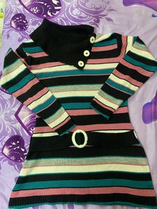 Woollen Multicolour Strips Top