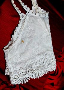 White Crochet Lace Crop Top