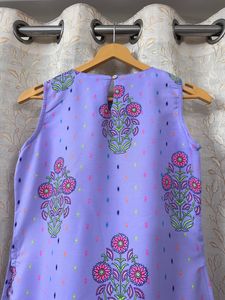 Women Mauve Printed Layered Kurta