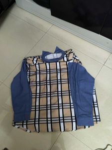 Men's Plaid Shirt with Denim Sleeves