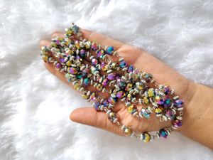 Iridescent Beaded Long Necklace