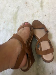 Brown Suede Wedge Sandals