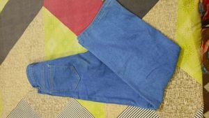 Blue Wide Leg Denim Jeans