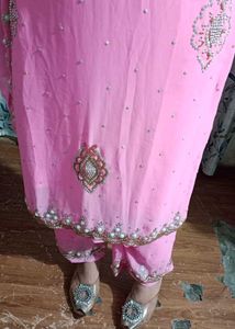 Beautiful Pink Embellished Kurta Set