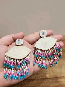 Evil Eye Beaded Tassel Earrings
