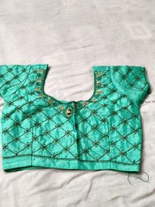 Green net saree with  Blouse