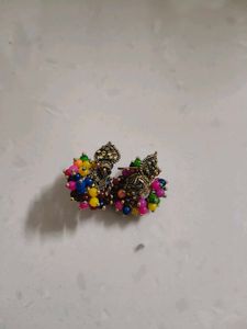 Boho Beaded Jhumka Earrings