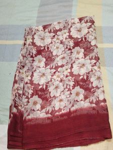 Maroon Floral Print Saree