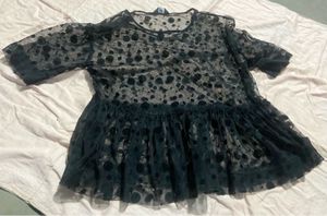 Black Polka Dot Sheer Top
