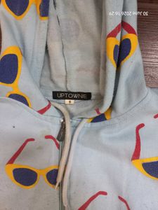 Uptownie Baby Blue Hoodie with Sunglasses Print