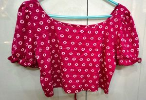 Cute Pink Floral Print Crop Top