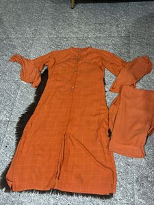 Orange Bell Sleeve Kurta