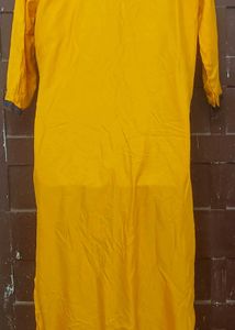 Yellow &amp; Grey Embroidered Kurta