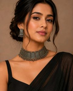 Oxidized Silver Necklace & Earring Set