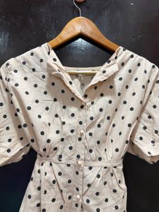 Polka Dot Button-Up Blouse