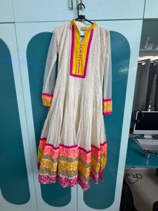Elegant White Kurta Set with Colorful Border