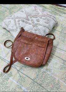 Brown Faux Leather Crossbody Bag
