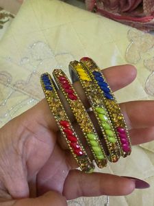 4 Vibrant Beaded Bangles