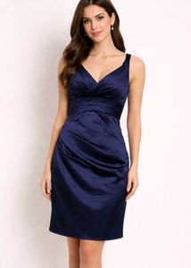Elegant Navy Blue Satin Dress