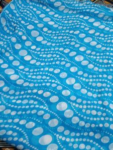 Blue White Polka Dot saree