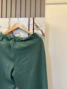 Stylish Green Wide-Leg Pants, Waist- 36/34