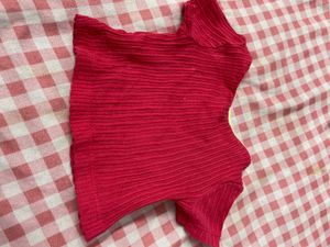 Ribbed Pink Top with Neon Trim