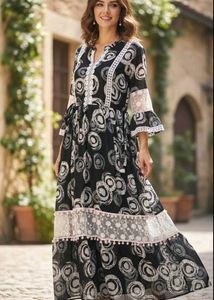 Patterned Black Dress