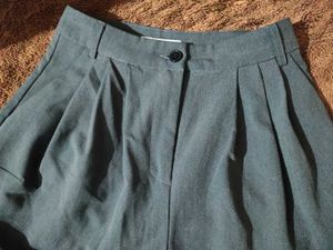 Grey Pleated Wide-Leg Pants