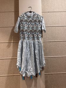 Embellished Blue Tiered Sharara Set
