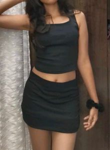Chic Black Mini Dress Set