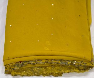 Bakrid offer Saree Elegant Yellow Embellished