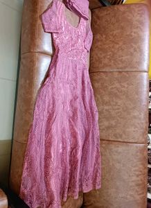 Elegant Mauve Party Wear Gown With Dupatta