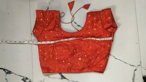 Orange Mirror Work Blouse