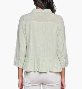 Light Neon Green Collared Button-Up Shirt