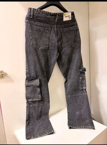 Stylish Grey black Cargo Jeans baggy