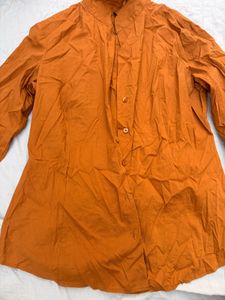 Classic Band Collar Orange Shirt