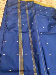 Royal Blue Saree with Gold Border