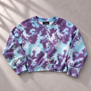 TIE-DYE CROPPED CREWNECK SWEATSHIRT