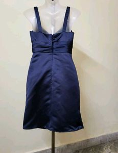 Elegant Navy Blue Satin Dress