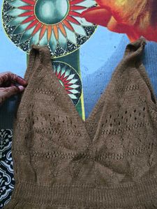 Brown Knitted Midi Dress