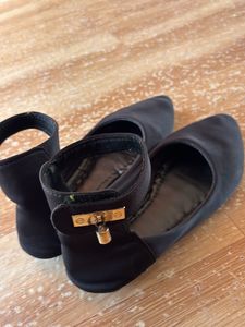 Black Ballet Flats with Ankle Strap