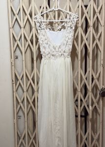Elegant White Lace Top Maxi Dress