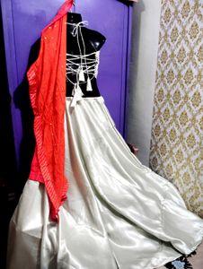 Stunning White &amp; Red Indian Outfit