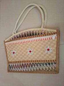 Boho Floral Woven Tote Bag