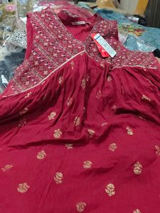 Beautiful Red Kurta with Golden Print