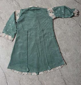 Embroidered Teal Kurta Palazzo Set