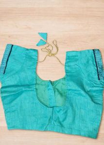 Embroidered Grey &amp; Teal Saree