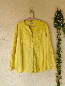 Bright Yellow Button-Up Tunic Top